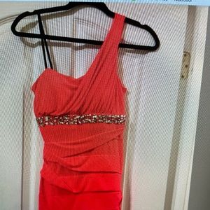 Melon with rhinestones Prom or Homecoming Dress